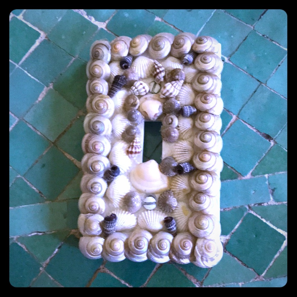 Vintage shell encrusted switch plate, handmade